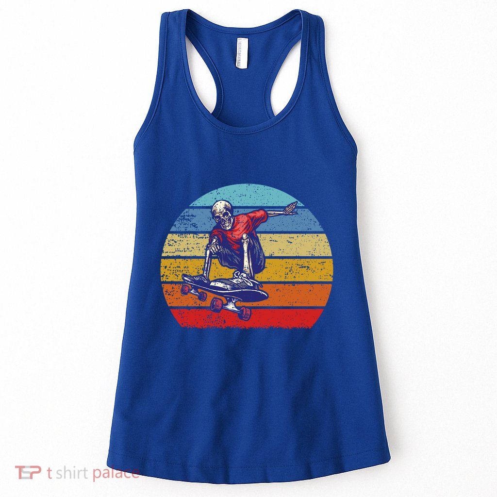 Skateboard Skeleton Skater Retro Vintage Skating Gift Womens Tank Top