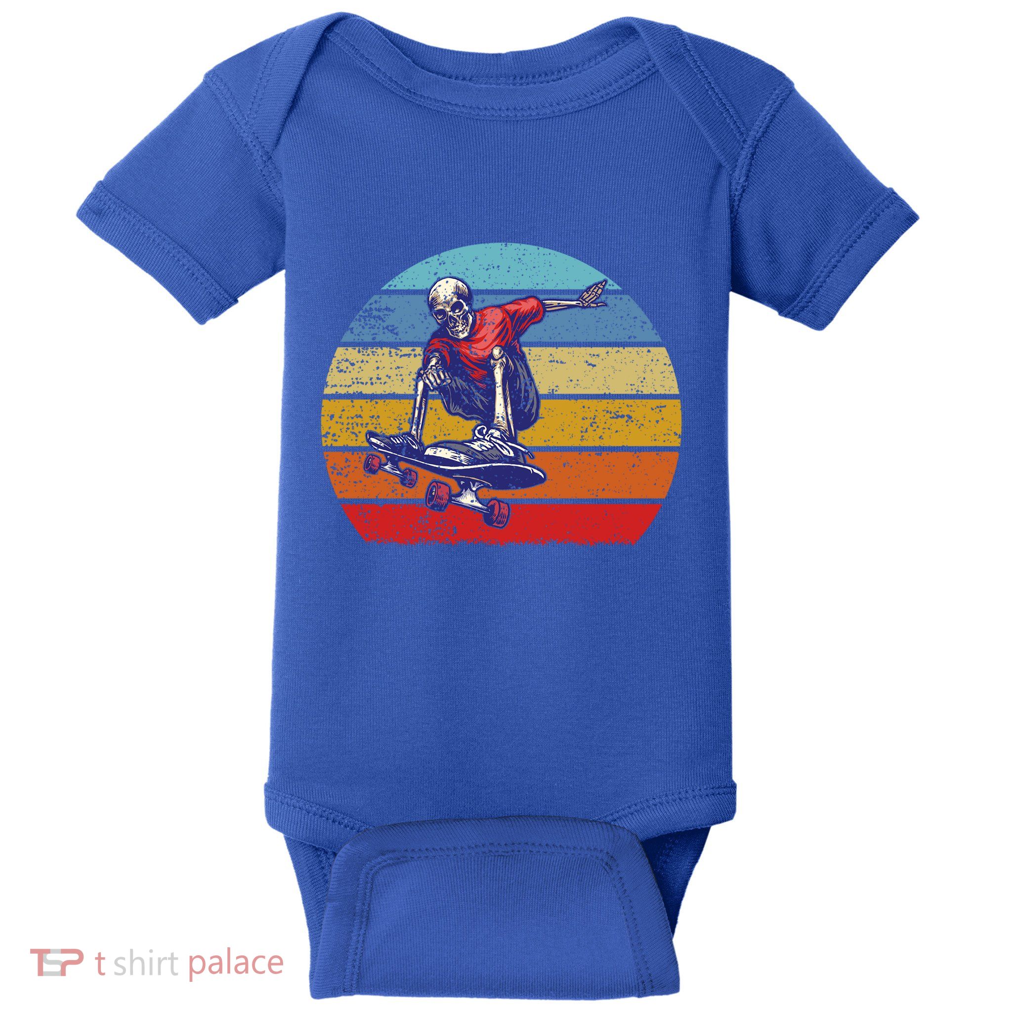 Skateboard Skeleton Skater Retro Vintage Skating Gift Baby Bodysuit