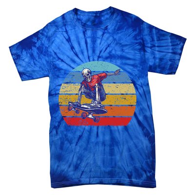 Skateboard Skeleton Skater Retro Vintage Skating Gift Tie-Dye T-Shirt