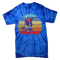 Skateboard Skeleton Skater Retro Vintage Skating Gift Tie-Dye T-Shirt