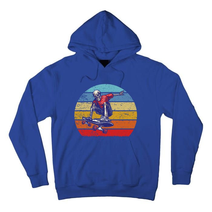 Skateboard Skeleton Skater Retro Vintage Skating Gift Tall Hoodie