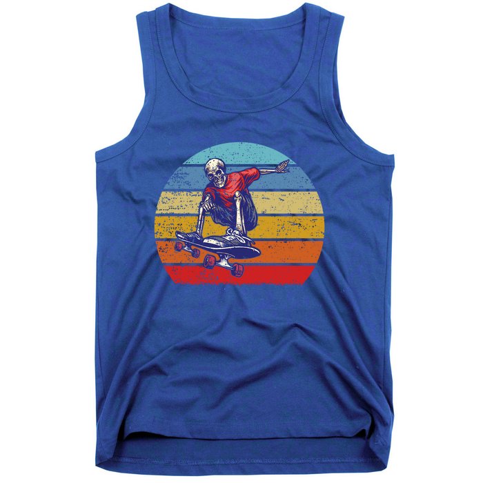 Skateboard Skeleton Skater Retro Vintage Skating Gift Tank Top