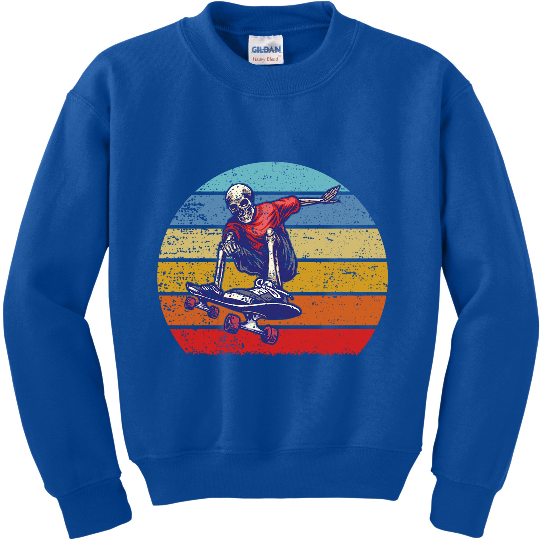 Skateboard Skeleton Skater Retro Vintage Skating Gift Kids Sweatshirt