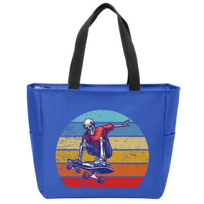Skateboard Skeleton Skater Retro Vintage Skating Gift Zip Tote Bag