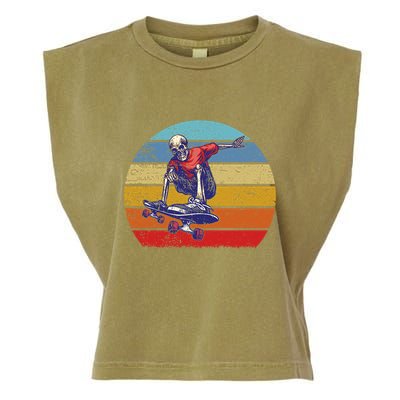 Skateboard Skeleton Skater Retro Vintage Skating Gift Garment-Dyed Women's Muscle Tee