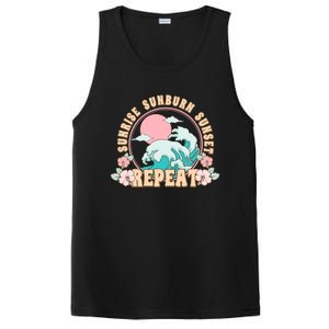 Sunrise Sunburn Sunset Repeat Retro Groovy 70S Flowers Beach Gift PosiCharge Competitor Tank