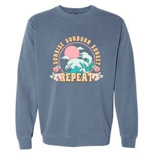 Sunrise Sunburn Sunset Repeat Retro Groovy 70S Flowers Beach Gift Garment-Dyed Sweatshirt