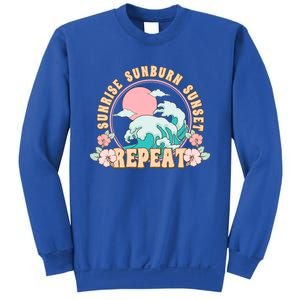 Sunrise Sunburn Sunset Repeat Retro Groovy 70S Flowers Beach Gift Sweatshirt