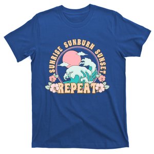 Sunrise Sunburn Sunset Repeat Retro Groovy 70S Flowers Beach Gift T-Shirt