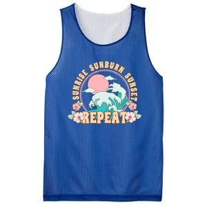 Sunrise Sunburn Sunset Repeat Retro Groovy 70S Flowers Beach Gift Mesh Reversible Basketball Jersey Tank