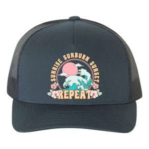 Sunrise Sunburn Sunset Repeat Retro Groovy 70S Flowers Beach Gift Yupoong Adult 5-Panel Trucker Hat