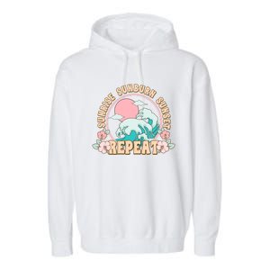 Sunrise Sunburn Sunset Repeat Retro Groovy 70S Flowers Beach Gift Garment-Dyed Fleece Hoodie