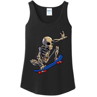 Skateboarding Skeleton Skater Skateboard Halloween Ladies Essential Tank