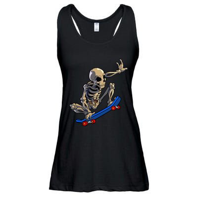 Skateboarding Skeleton Skater Skateboard Halloween Ladies Essential Flowy Tank