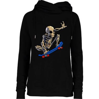 Skateboarding Skeleton Skater Skateboard Halloween Womens Funnel Neck Pullover Hood