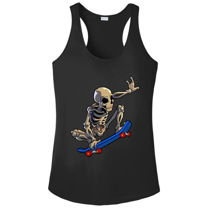 Skateboarding Skeleton Skater Skateboard Halloween Ladies PosiCharge Competitor Racerback Tank