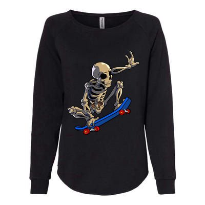 Skateboarding Skeleton Skater Skateboard Halloween Womens California Wash Sweatshirt