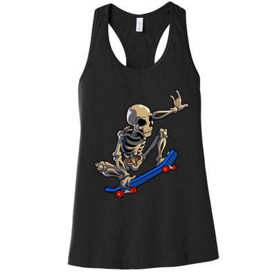 Skateboarding Skeleton Skater Skateboard Halloween Women's Racerback Tank