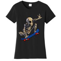 Skateboarding Skeleton Skater Skateboard Halloween Women's T-Shirt