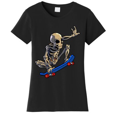 Skateboarding Skeleton Skater Skateboard Halloween Women's T-Shirt