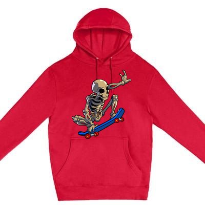 Skateboarding Skeleton Skater Skateboard Halloween Premium Pullover Hoodie