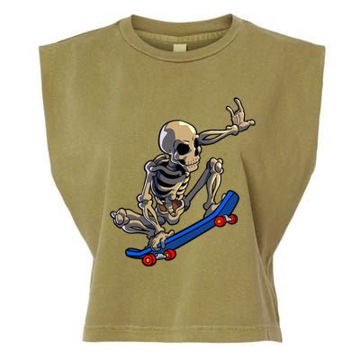 Skateboarding Skeleton Skater Skateboard Halloween Garment-Dyed Women's Muscle Tee