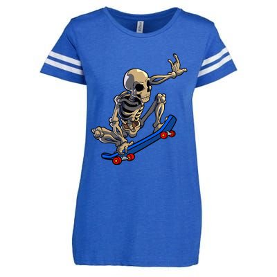 Skateboarding Skeleton Skater Skateboard Halloween Enza Ladies Jersey Football T-Shirt