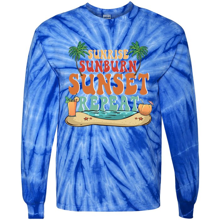 Sunrise Sunburn Sunset Repeat Summer Lovers Beach Lovers Great Gift Tie-Dye Long Sleeve Shirt