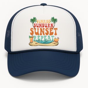 Sunrise Sunburn Sunset Repeat Summer Lovers Beach Lovers Great Gift Trucker Hat