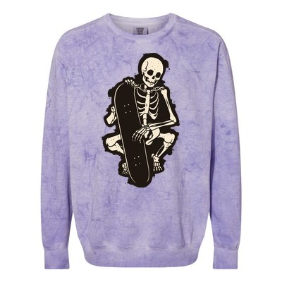 Skeleton Skateboarder Colorblast Crewneck Sweatshirt