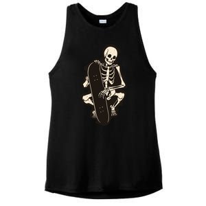 Skeleton Skateboarder Ladies PosiCharge Tri-Blend Wicking Tank