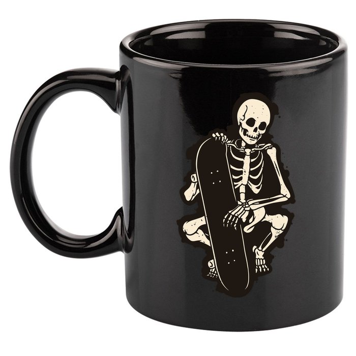 Skeleton Skateboarder 11oz C Handle Ceramic Mug