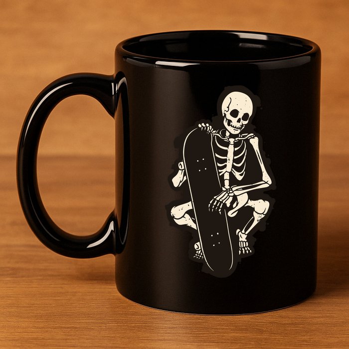 Skeleton Skateboarder 11oz C Handle Ceramic Mug
