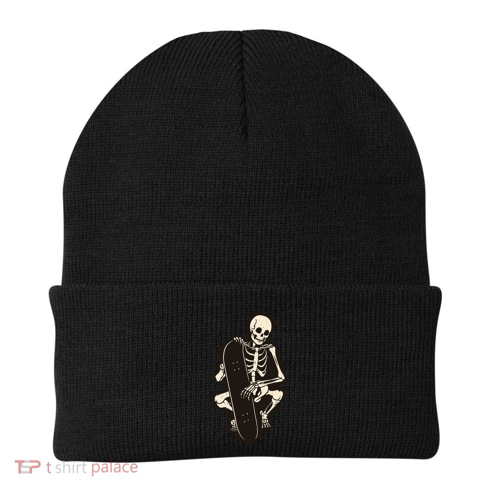 Skeleton Skateboarder Knit Cap Winter Beanie
