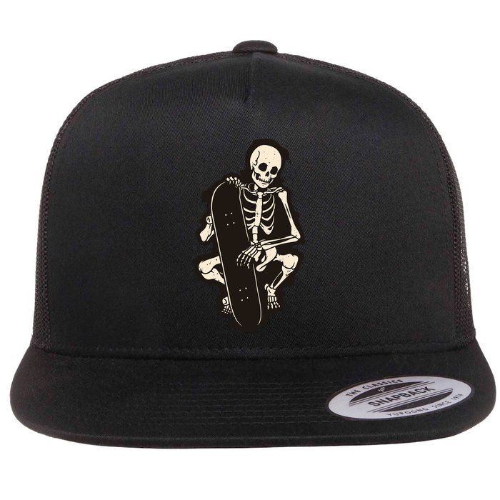 Skeleton Skateboarder Flatbill Hat