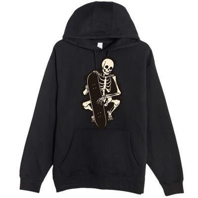 Skeleton Skateboarder Premium Pullover Hoodie