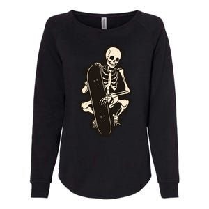 Skeleton Skateboarder Womens California Wash Sweatshirt