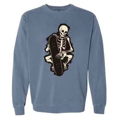 Skeleton Skateboarder Garment-Dyed Sweatshirt