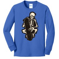 Skeleton Skateboarder Kids Long Sleeve Shirt