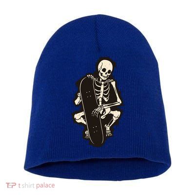 Skeleton Skateboarder Short Acrylic Beanie