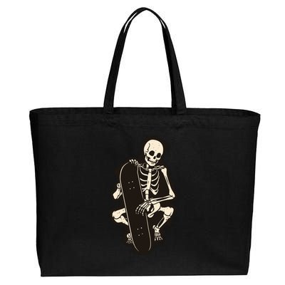 Skeleton Skateboarder Cotton Canvas Jumbo Tote