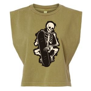 Skeleton Skateboarder Garment-Dyed Women's Muscle Tee