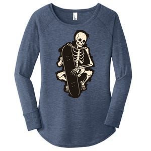 Skeleton Skateboarder Women's Perfect Tri Tunic Long Sleeve Shirt