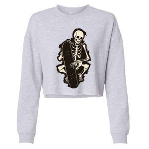 Skeleton Skateboarder Cropped Pullover Crew