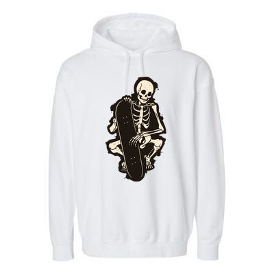 Skeleton Skateboarder Garment-Dyed Fleece Hoodie