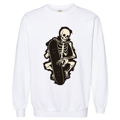 Skeleton Skateboarder Garment-Dyed Sweatshirt