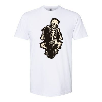 Skeleton Skateboarder Softstyle CVC T-Shirt