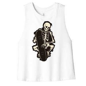 Skeleton Skateboarder Women's Racerback Cropped Tank