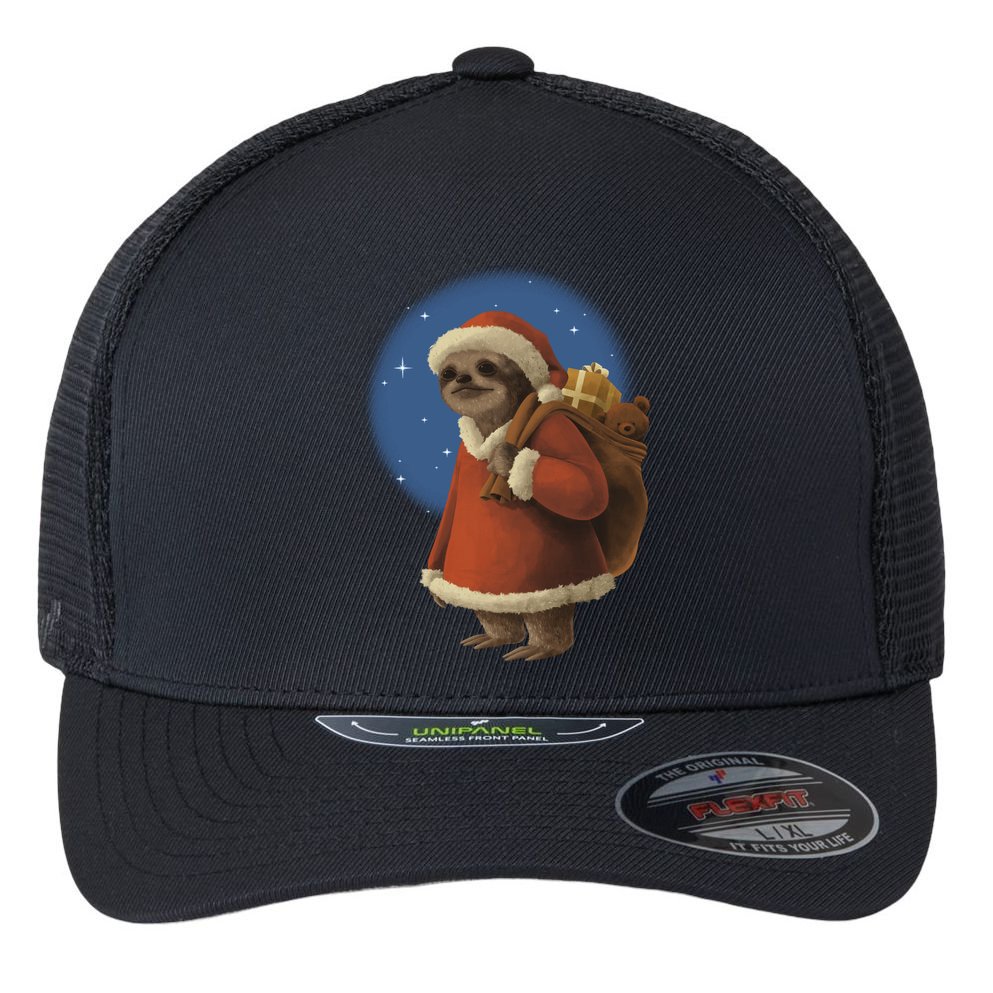 Santa Sloth Flexfit Unipanel Trucker Cap