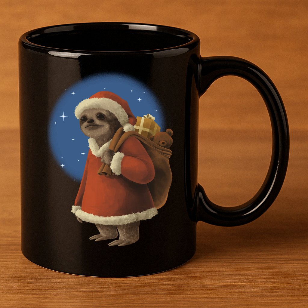 Santa Sloth 11oz C Handle Ceramic Mug